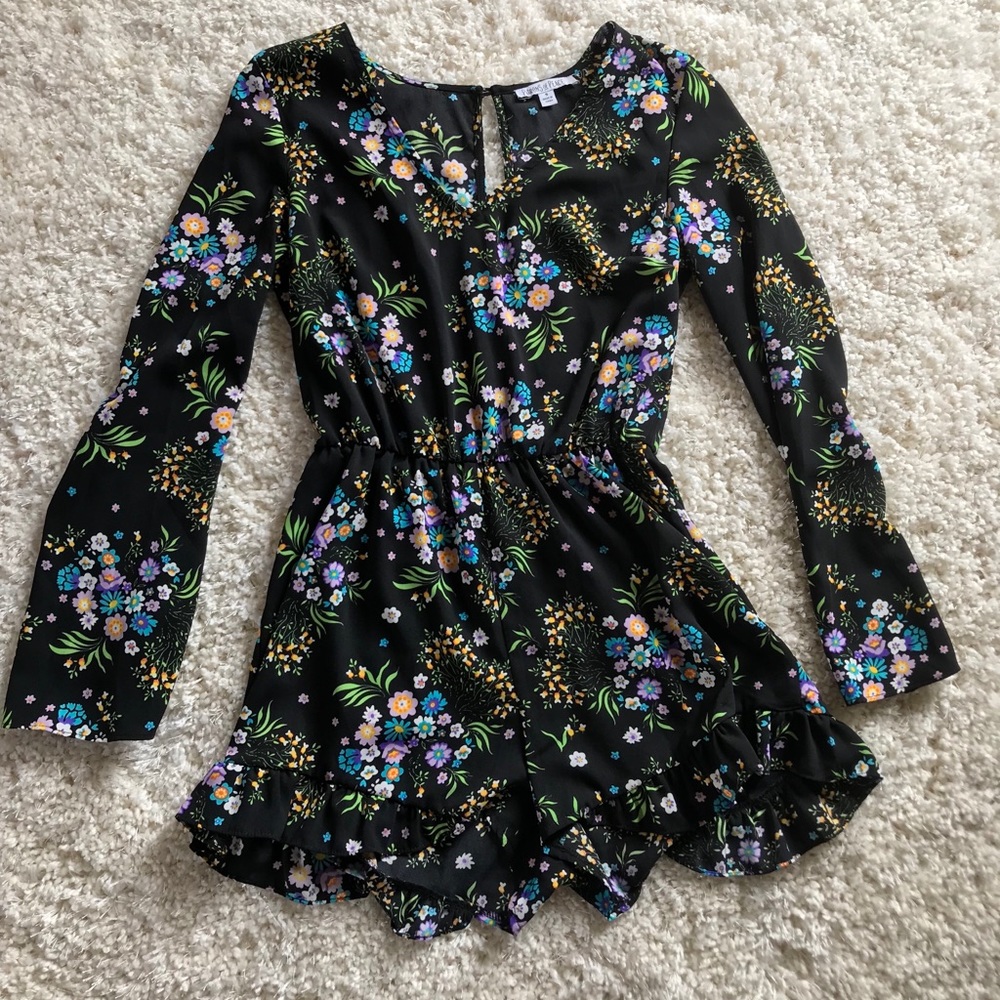 Black floral romper